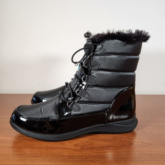 totes Shoes Totes Jayce Waterproof Snow Weather Boots Black Patent